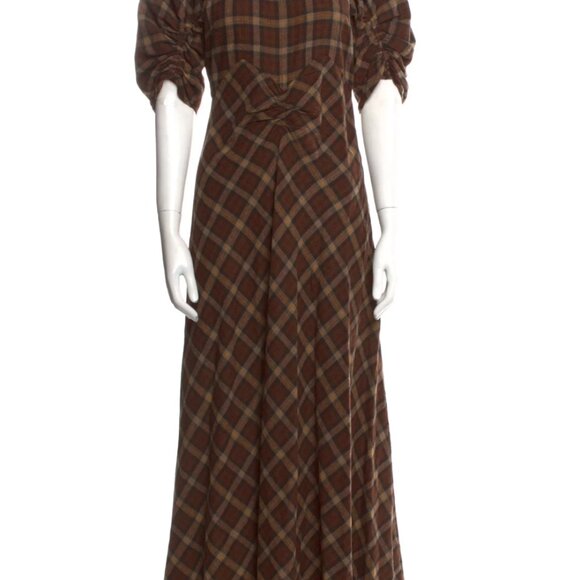 Doen Brown Cornwall Plaid Maxi Dress - Picture 1 of 9